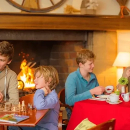 Détente au coin du feu en hiver