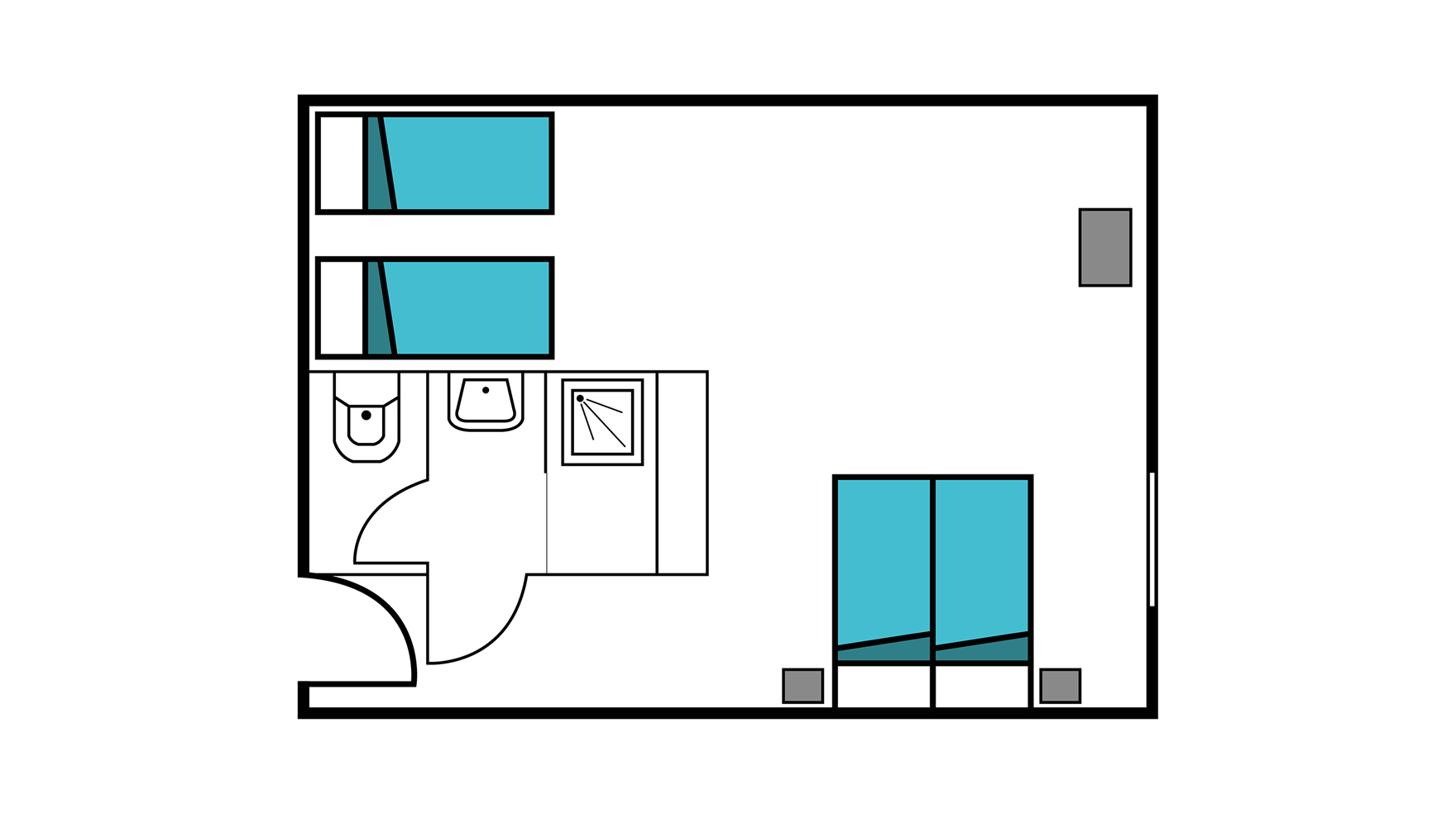 Plan type Chambre de 4 personnes à VTF Arêches