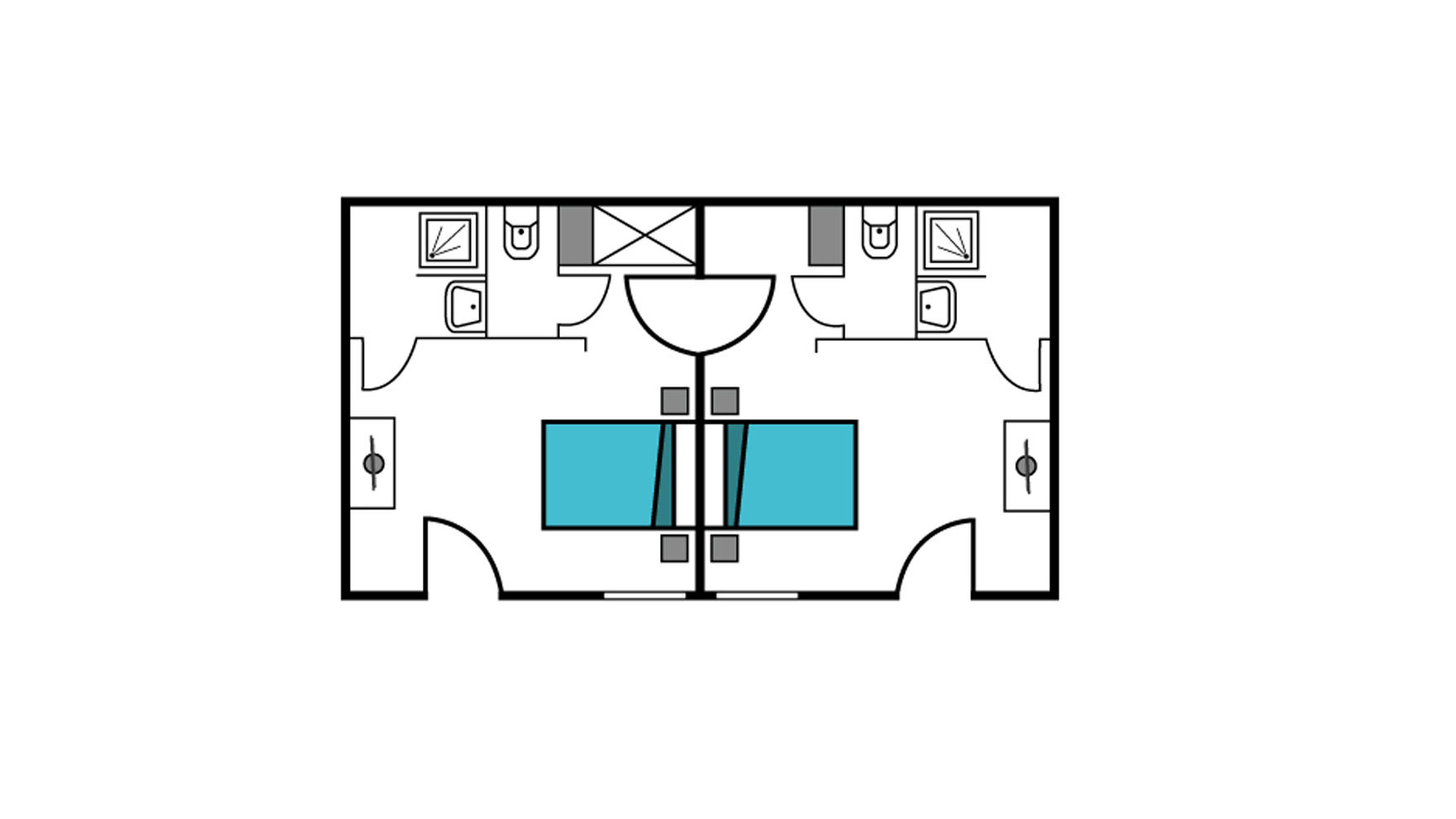 Plan  type chambres de 2 pers. communicantes à Soultzeren