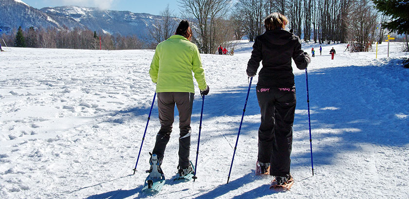 Raquettes à neige et pistes piétonnes